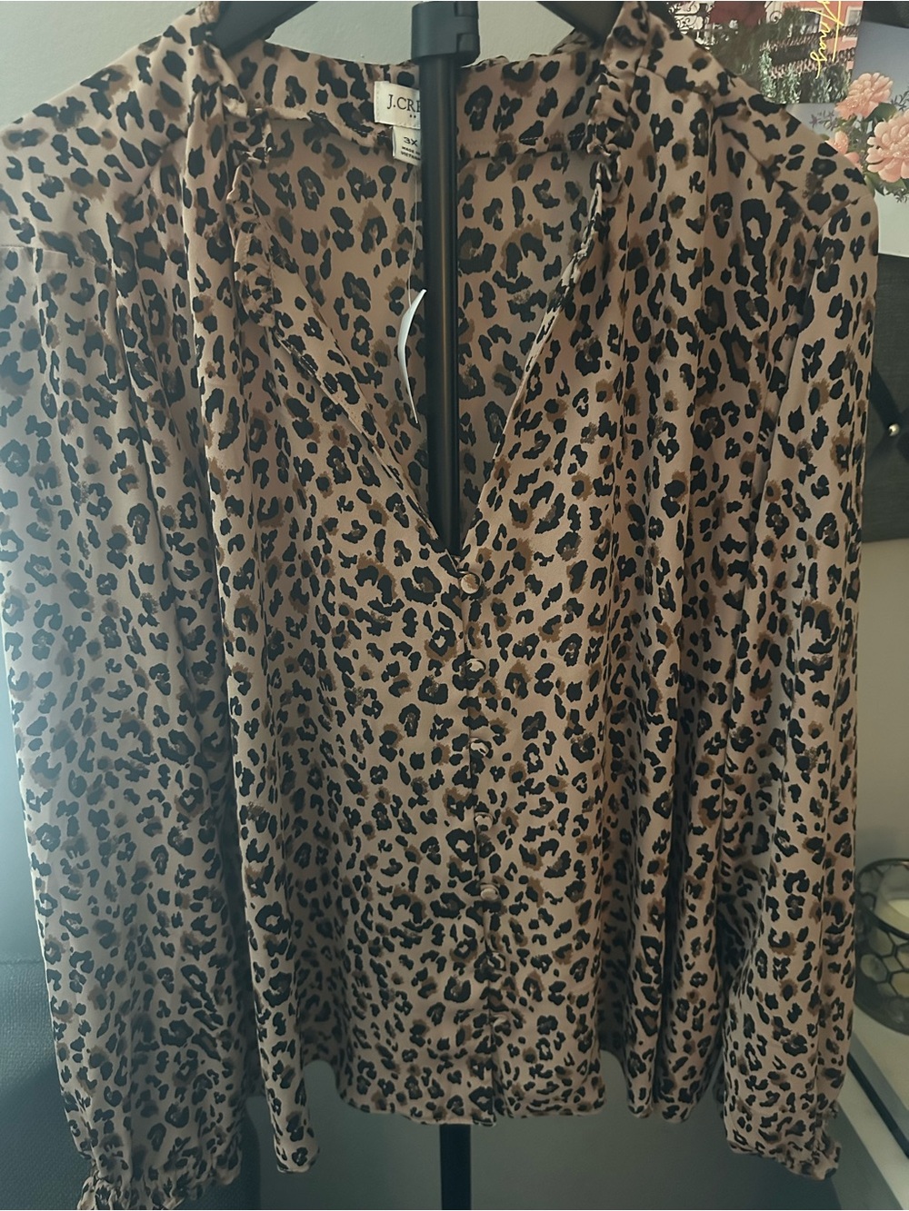 J. Crew Leopard Print V-Neck Blouse - Plus Size - 3X - NWT